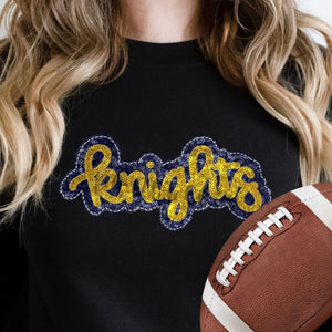 KBD OG SEQUIN AND EMBROIDERY WORDS KNIGHTS Yellow Gold and Navy