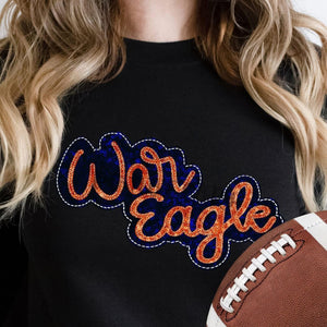 KBD OG SEQUIN AND EMBROIDERY WORDS WAR EAGLE Orange and Navy