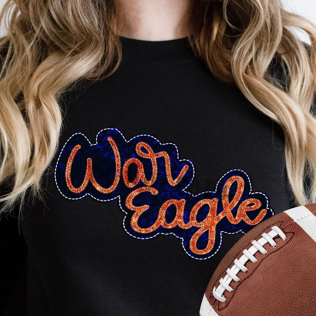 KBD OG SEQUIN AND EMBROIDERY WORDS WAR EAGLE Orange and Navy