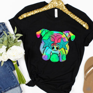 Watercolor Preppy Bright BULLDOGS B