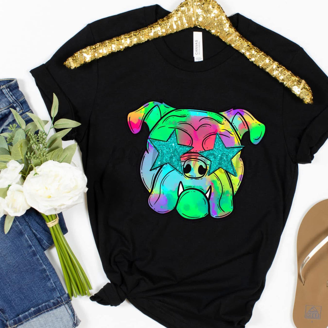 Watercolor Preppy Bright BULLDOGS B