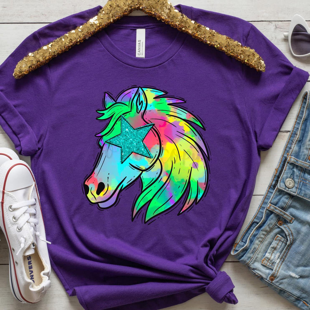 Watercolor Preppy Bright MUSTANGS / BRONCO