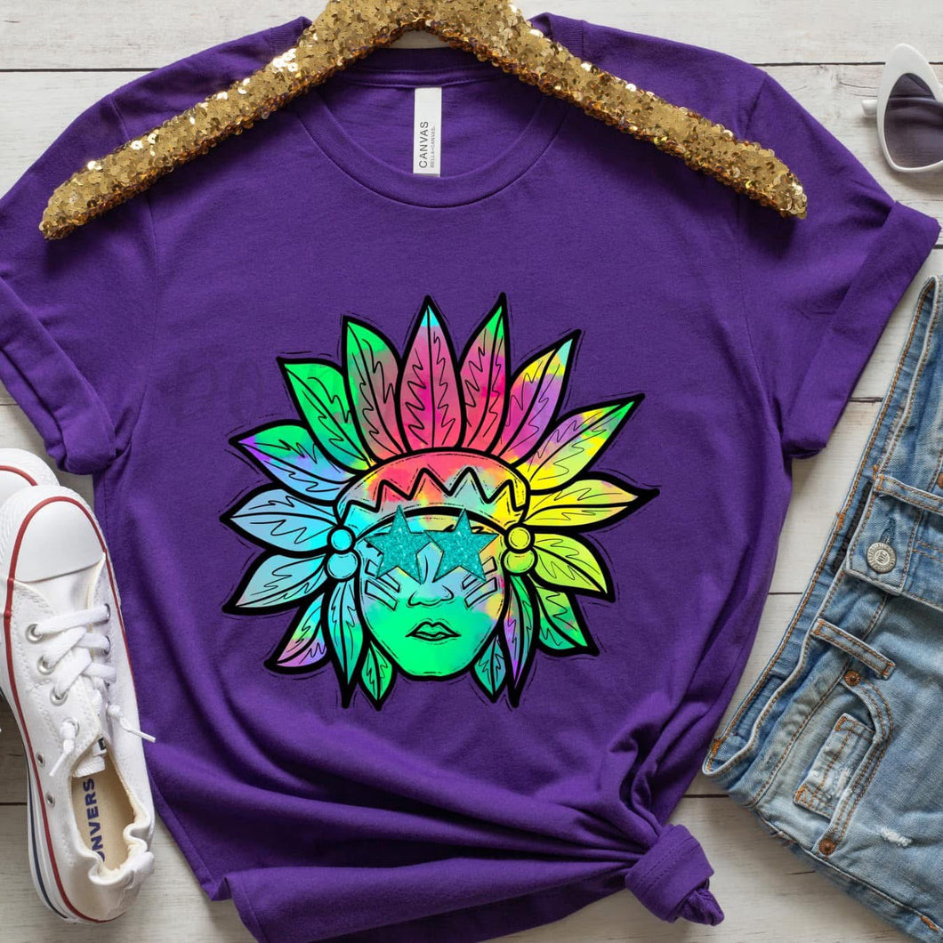 Watercolor Preppy Bright  INDIANS / CHIEFS / WARRIORS