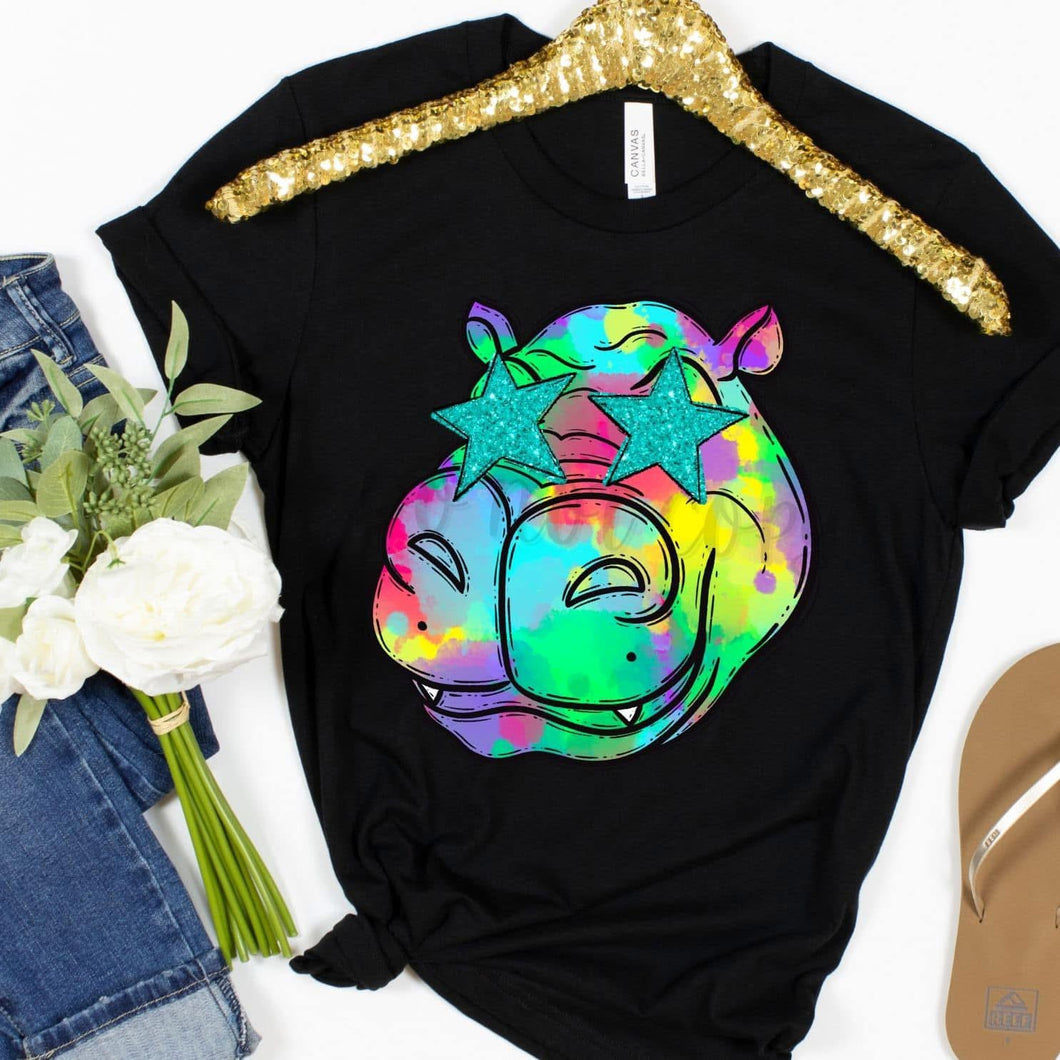 Watercolor Preppy Bright HIPPOS