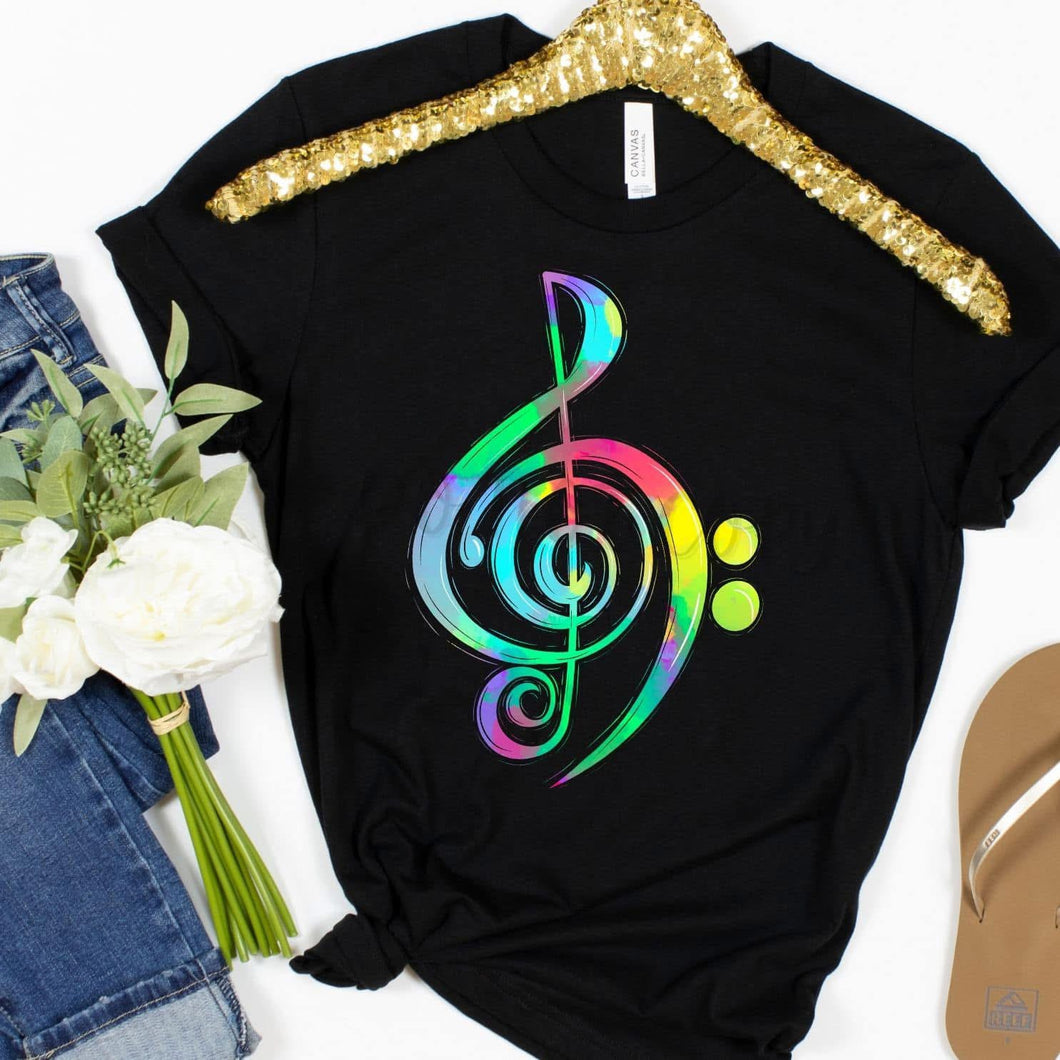 Watercolor Preppy Bright MUSICAL CLEF Band Digital Download