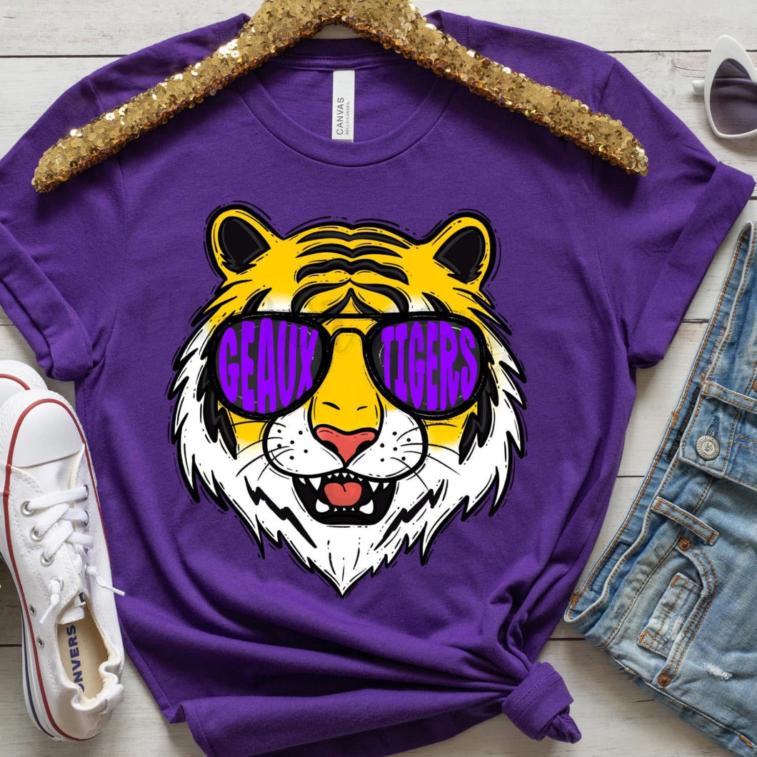 GEAUX TIGERS Purple Wearing Sunglasses Digital Download