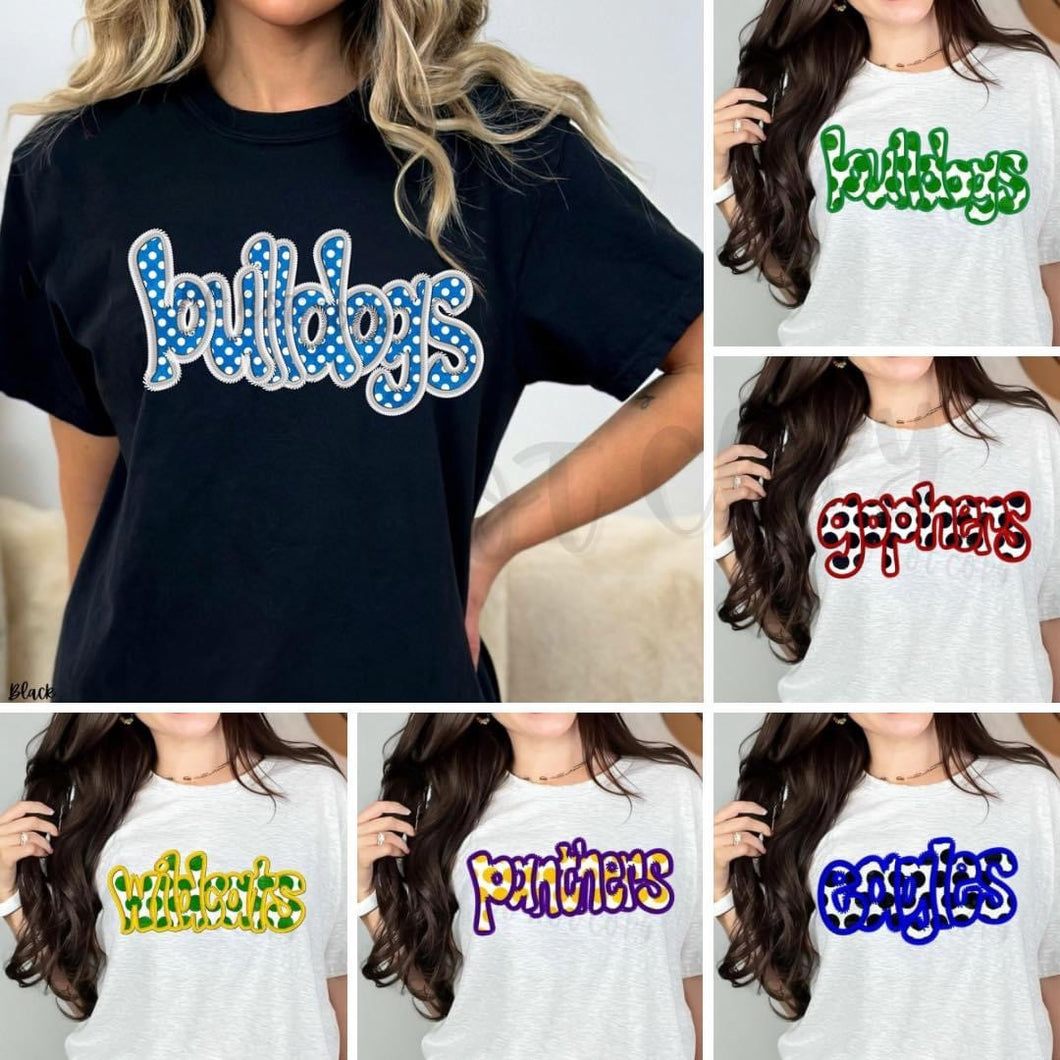 CUSTOM Faux Embroidery Hand Drawn Word Team Direct To Film (DTF) Transfers