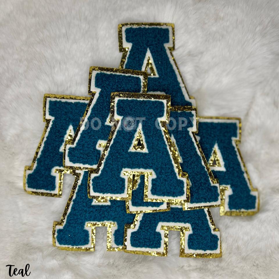 ATLANTIC TEAL Chenille Letters Apprx 3