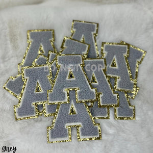 GREY Chenille Letters Apprx 3" RTS