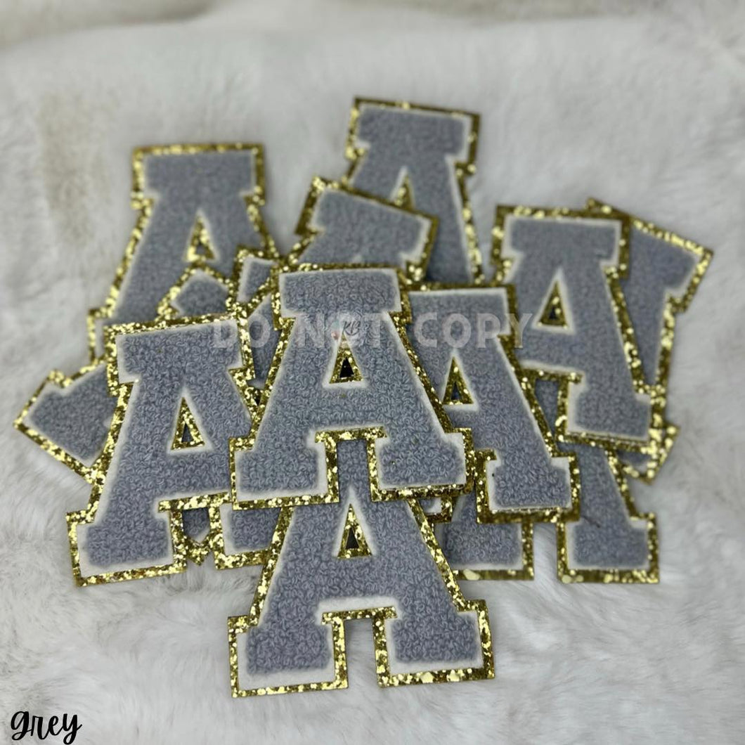 GREY Chenille Letters Apprx 3