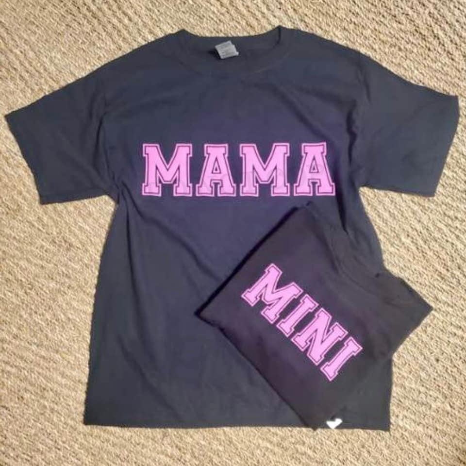 MAMA (needs her) MINI DUO Pufflite Low Heat Single Color PINK Screen Print RTS