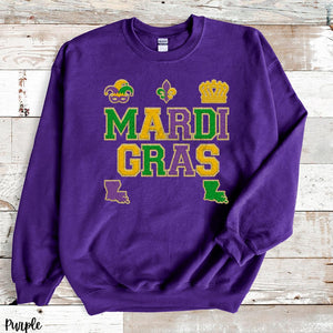 Assorted MARDI GRAS Faux Chenille Direct To Film (DTF) Transfers
