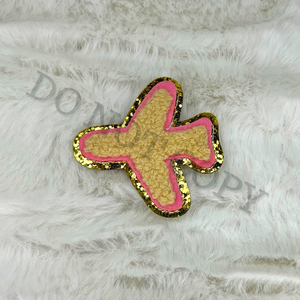 Cream and Pink Plane Chenille Apprx 2-2.5" RTS