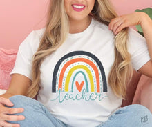 Load image into Gallery viewer, Teacher Rainbow High Heat Full Color Super Soft Screen Print RTS
