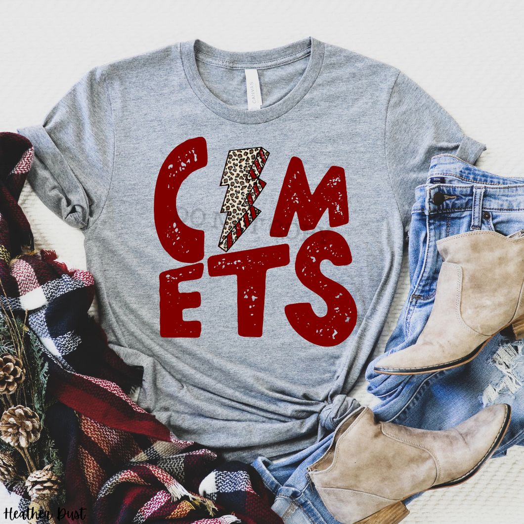 Comets Maroon Gold Vintage Bolt Full Color High Heat RTS