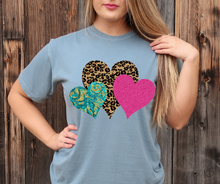 Load image into Gallery viewer, KB DESIGNS EXCLUSIVE Tri Heart High Heat Full Color Soft Screen Print RTS
