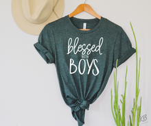 Load image into Gallery viewer, Blessed with Boys High Heat Single Color BLACK or WHITE Soft Screen Print RTS
