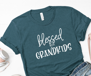 Blessed with Grandkids High Heat Single Color BLACK or WHITE Soft Screen Print RTS