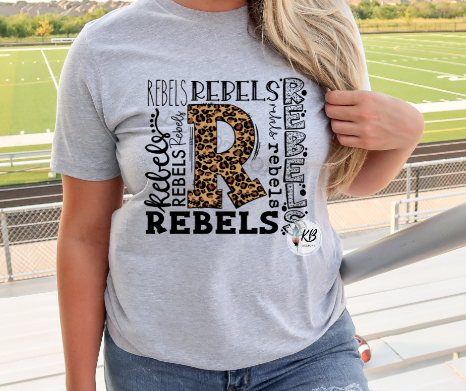Rebels Typography Leopard Print High Heat RTS