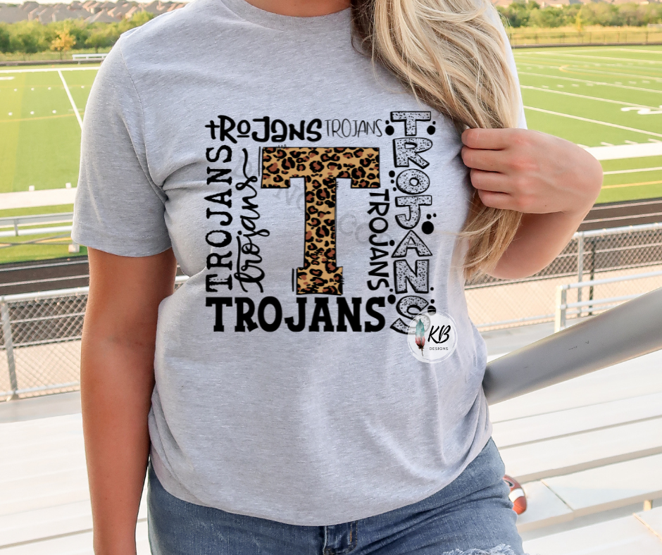 Trojans Typography Leopard Print High Heat RTS