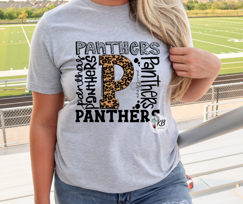Panthers Typography Leopard Print High Heat RTS