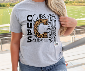 Cubs Typography Leopard Print High Heat RTS