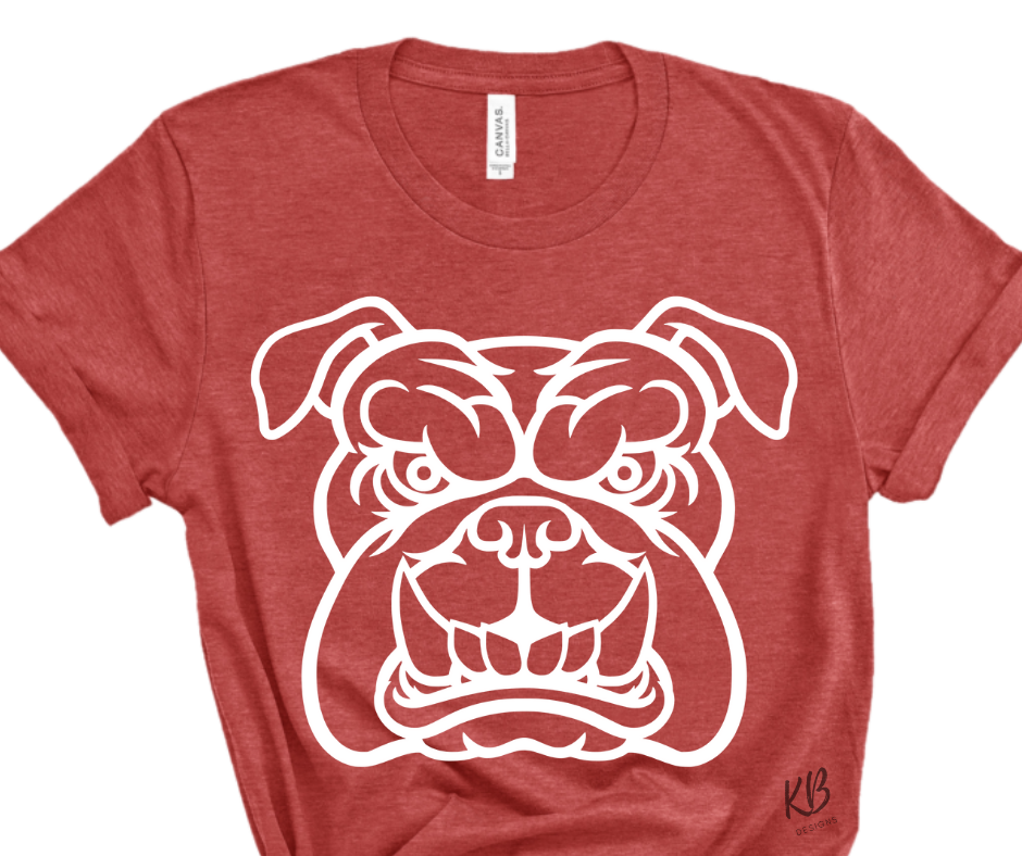 Bulldog Head White High Heat Super Soft Screen Print RTS