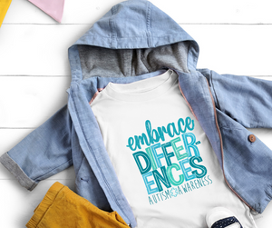 Embrace Differences Autism Awareness High Heat Full Color Super Soft Screen Print RTS