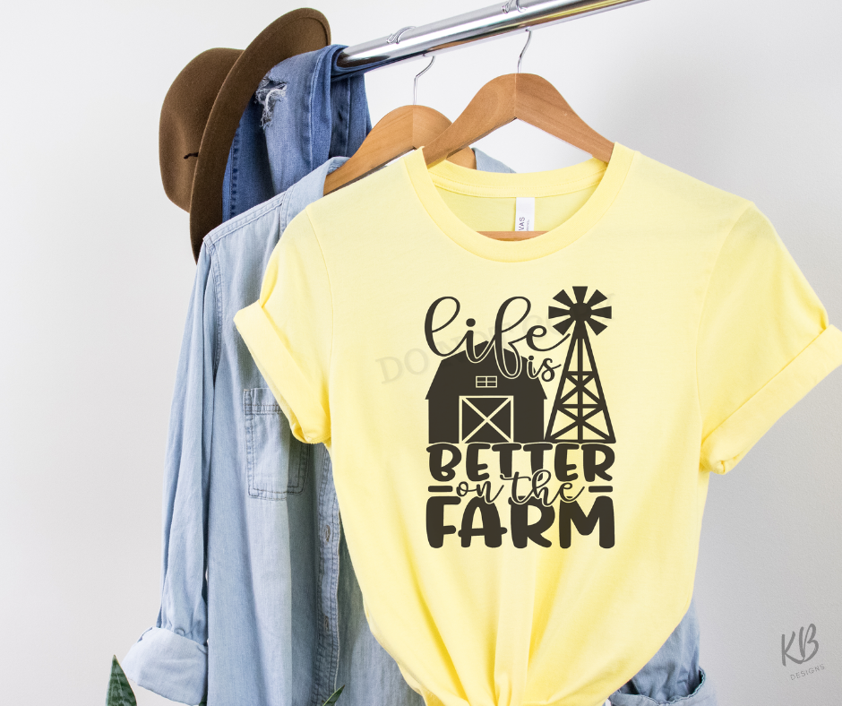 Life Is Better On The Farm High Heat Single Color BLACK Soft Screen Print RTS