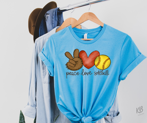 Peace Love Softball Mitt High Heat Full Color Super Soft Screen Print RTS
