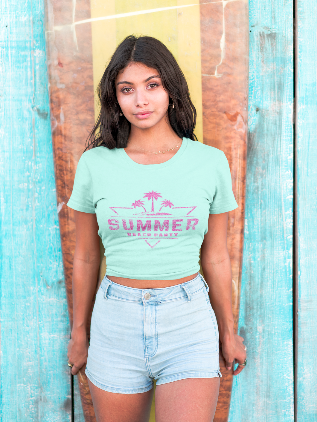 Summer Beach Party Distressed Metallic Single Color HOT PINK Low Heat Screen Print RTS