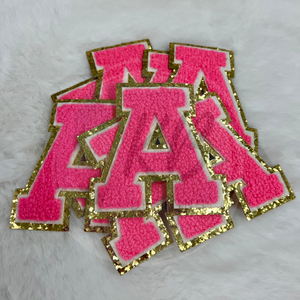HOT PINK Chenille Letters Apprx 3" RTS