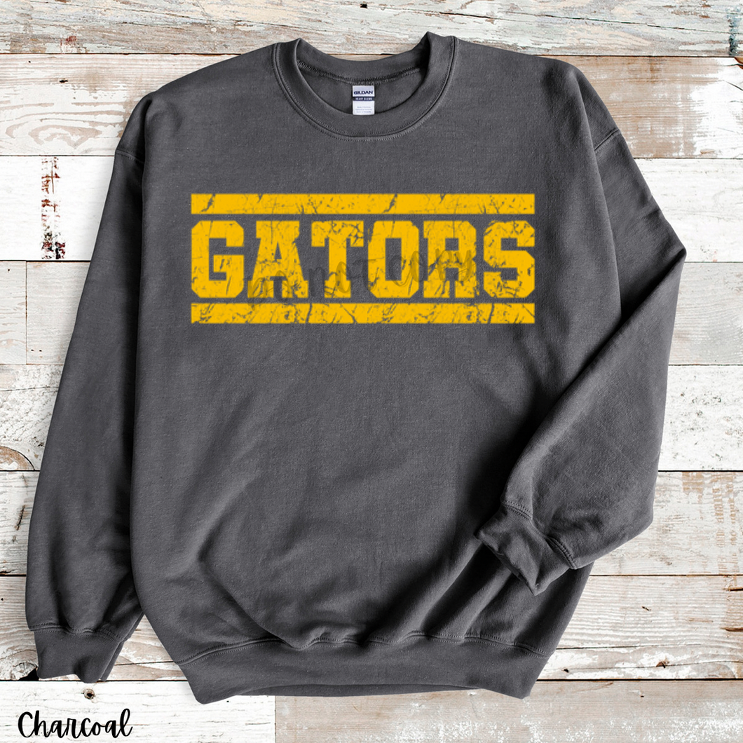Gators Distressed Low Heat Single Color YELLOW Screen Print RTS