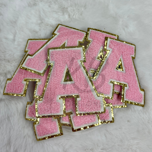 LIGHT PINK Chenille Letters Apprx 3" RTS