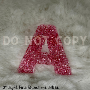 LIGHT PINK Rhinestone Letter Alphabet Set Apprx 2”