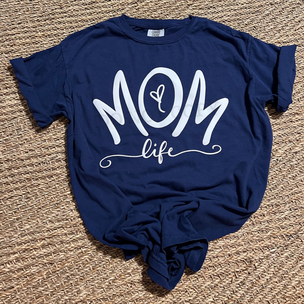 Mom Life Pufflite Low Heat Single Color WHITE Screen Print RTS