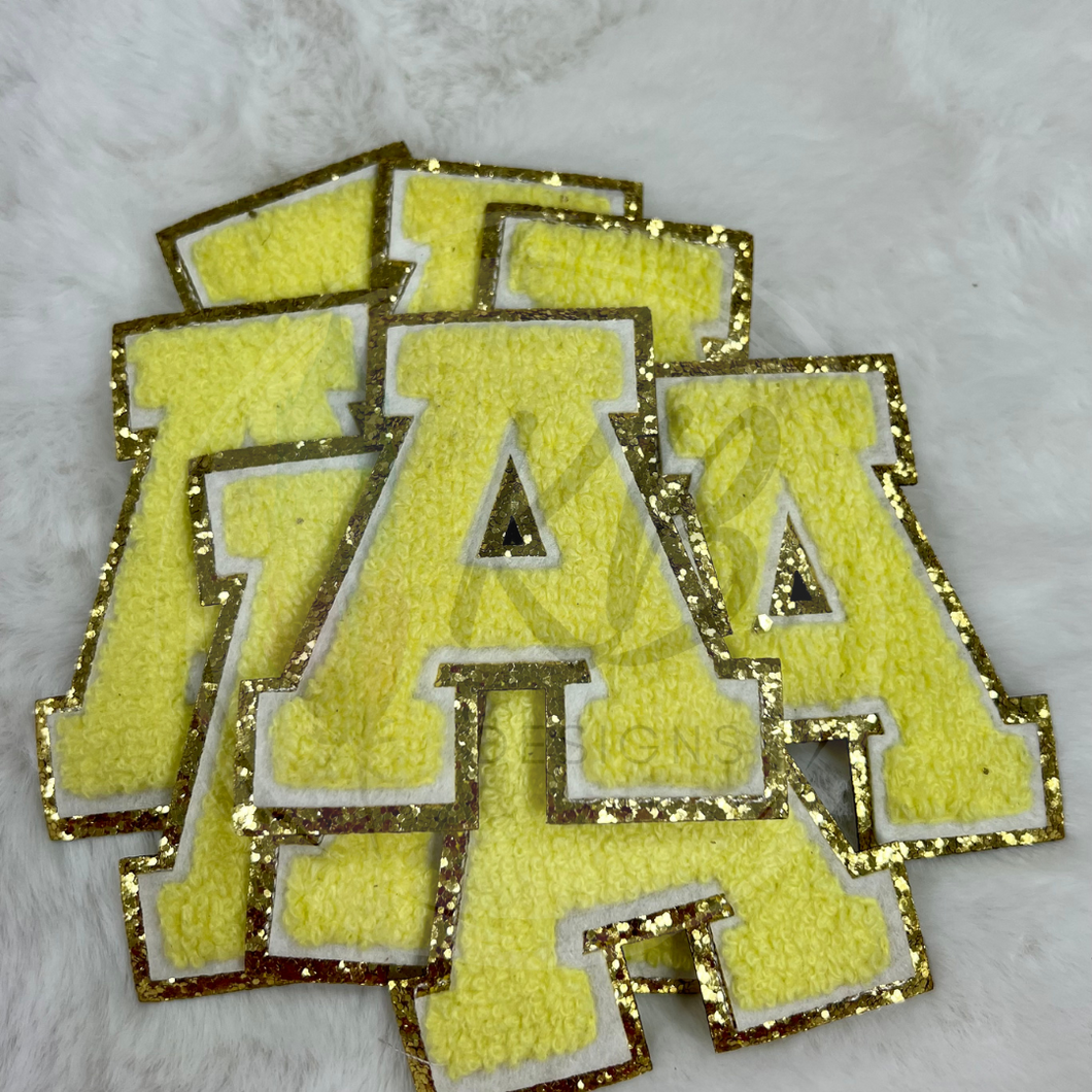 YELLOW Chenille Letters Apprx 3