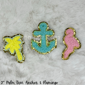 Chenille Palm Trees, Anchors and Flamingos Apprx 2-2.5" RTS