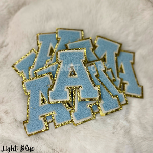 LIGHT BLUE Chenille Letters Apprx 3" RTS