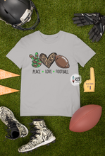 Load image into Gallery viewer, Peace Love Football High Heat Full Color Super Soft Screen Print RTS
