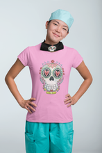 Load image into Gallery viewer, Nurse Sugar Skull High Heat Full Color Super Soft Screen Print RTS
